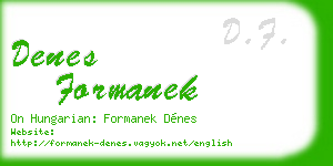 denes formanek business card